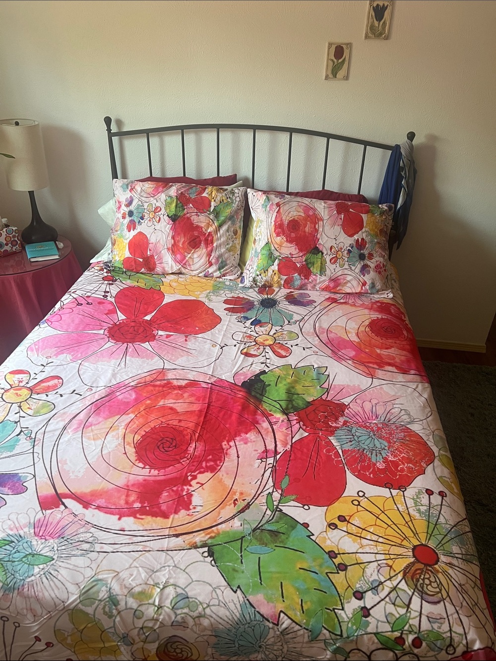 Vibrant Floral Watercolor Duvet Cover